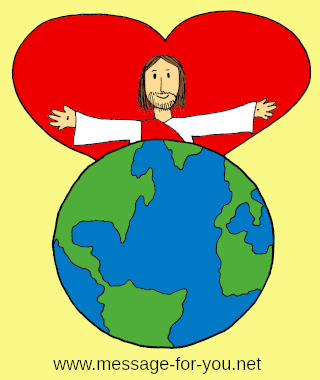 Zeichnung Jesus Herz und Welt