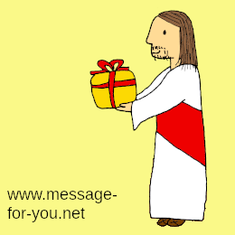 Zeichnung Jesus hält Dir ein Geschenk hin
